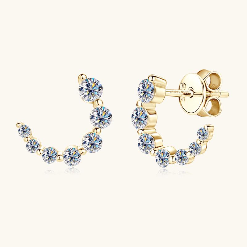 SWAROVSKI - ピアス レディース C型 グラデーション モサン石 925シルバー アレルギーフリー 個性 クール ファッション 欧米スタイル 耳飾り 女性用 潮