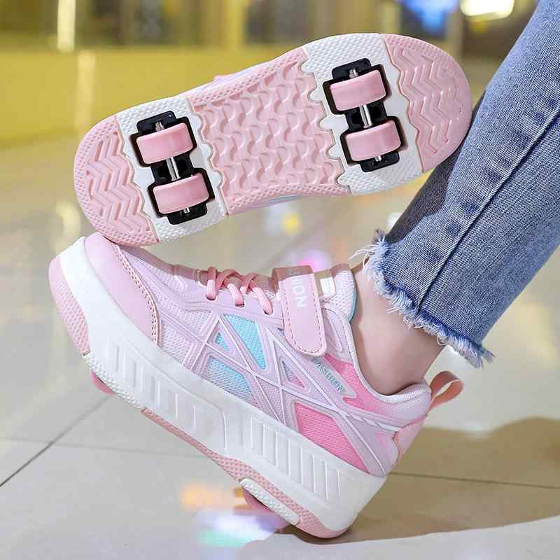 ・車輪素材: PU・適用性別: ユニセックス・車輪タイプ: 4輪・色: ピンク,ライトブルー・サイズ: 29,30,31,32,33,34,35,36,37,38,39,40