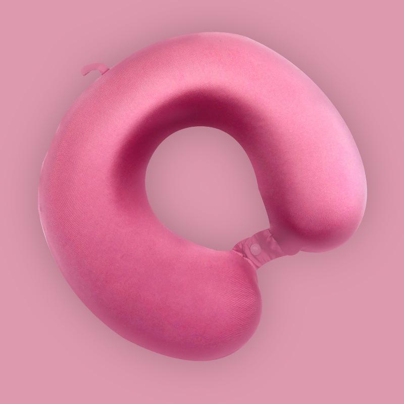 U型ネックピロー 男女兼用 ポータブル 記憶泡沫素材 収納式 旅行枕 車載 飛行機用 昼寝 軽量 快適サポ..