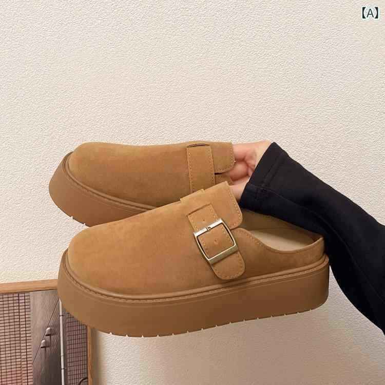 厚底サンダル レディース 秋冬 暖か 綿素材 楽ちん つま先カバー 外出用 クロッグ ...