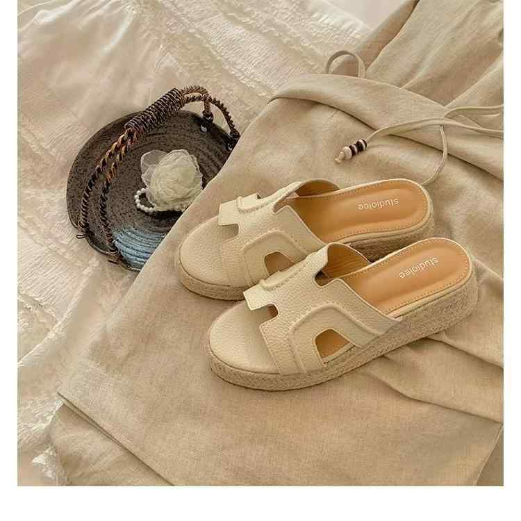 サンダル レディース 春夏 羊皮革 インソールヒール ウェッジソール 一文字ストラップ クールサンダル 外履き 軽量 快適 吸湿速乾