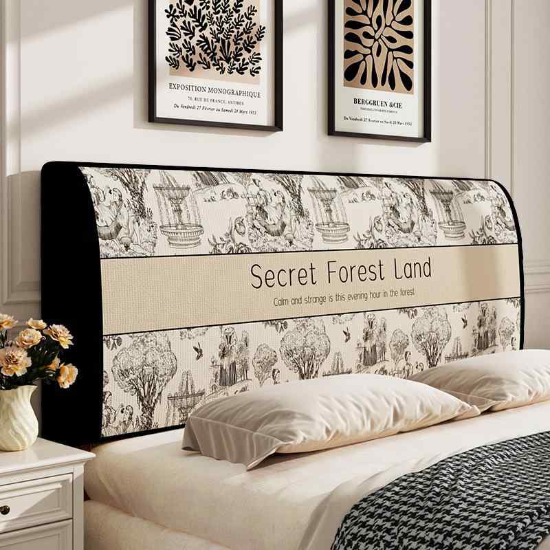 ヘッドボードカバー アメリカンスタイル 古い木製ベッド用 硬板全包保護 ソフトパッド 弾力伸縮布 寝室..