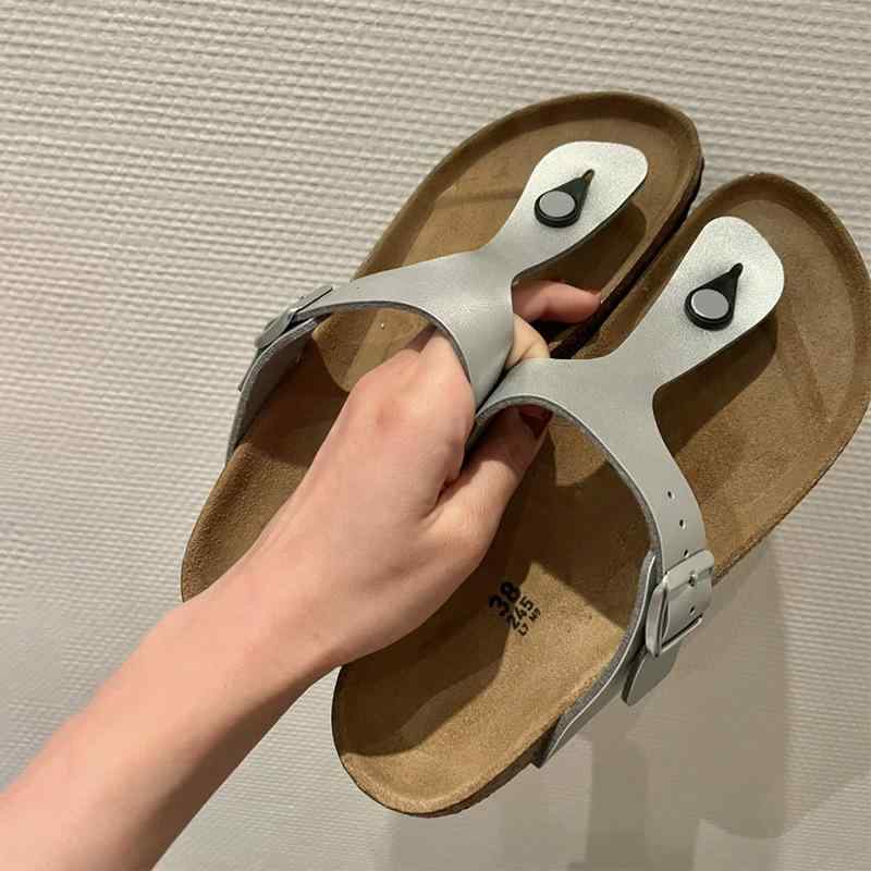 サンダル 男女兼用 春夏 トングサンダル 真皮 コルク底 クロッグシューズ ファッション 人字拖 ビーチ..