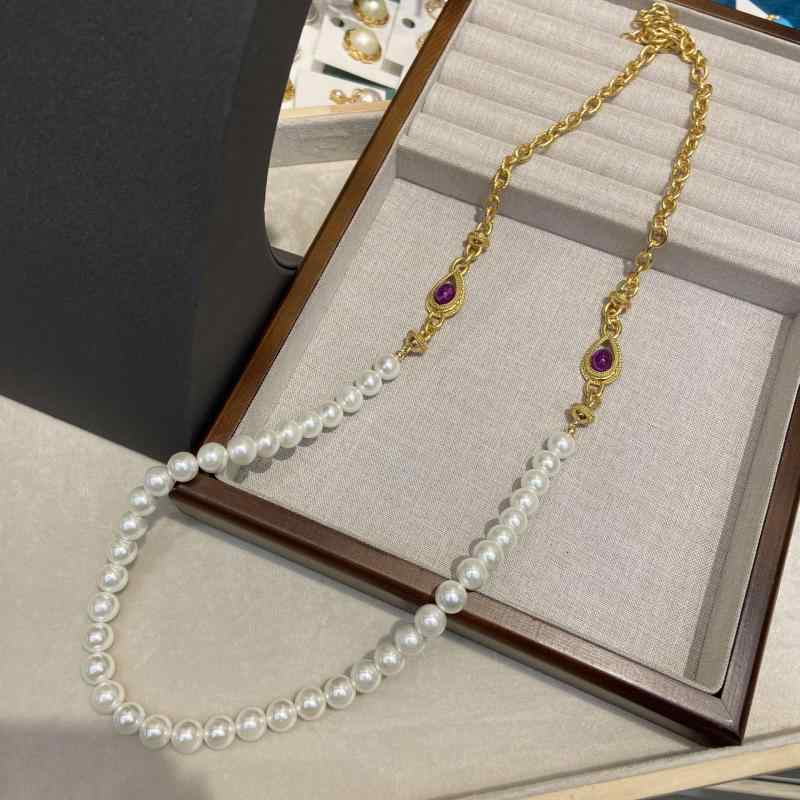 ネックレス レディース パール ロングチェーン 水滴型琉璃ビーズ 電気メッキ加工 高級感 真珠 ニットチェーン セーターアクセサリー ロングタイプ 装飾品
