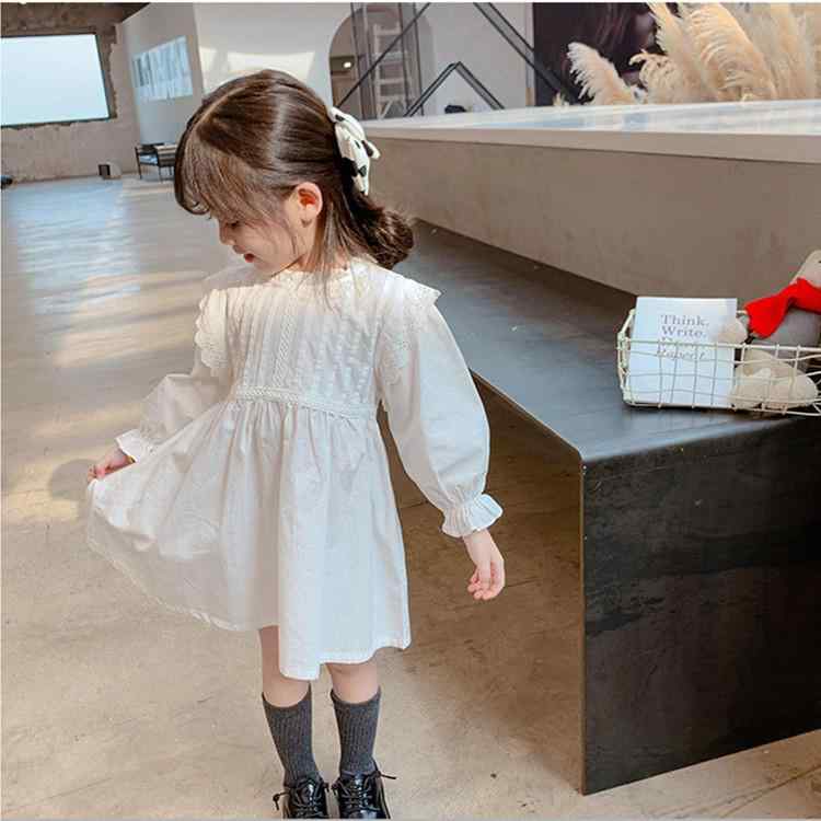 Rakuten - ワンピース キッズ 女児 秋冬 長袖 白色 爽やか 森系 おしゃれ プリンセススカート ナチュラル フェアリー デザイン 日常使い 学校 通学 コーデ ガーリー キュート 軽やか シルエット スタイリッシュ