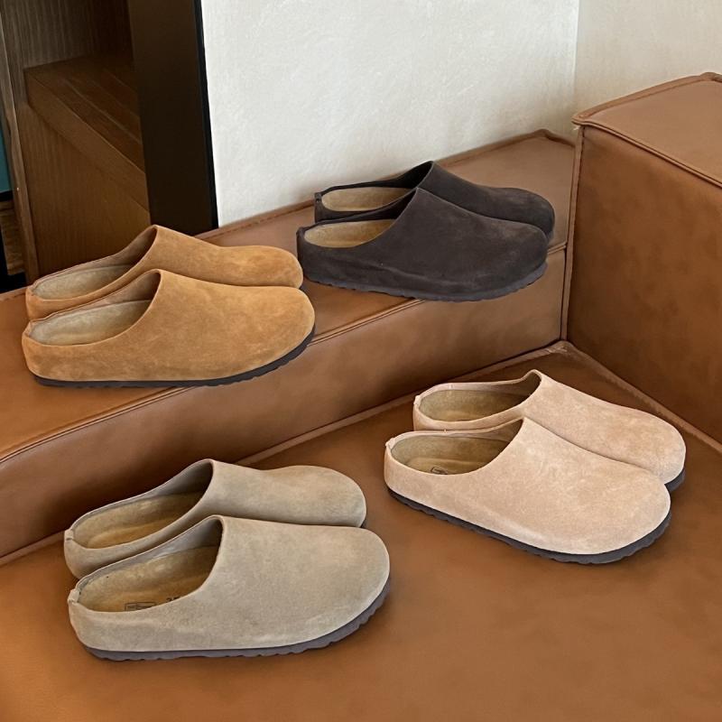 サンダル レディース 本革 春夏 ミュール クロッグ つま先カバー 外出用 レトロ 軽量 快適 吸湿速乾 再..