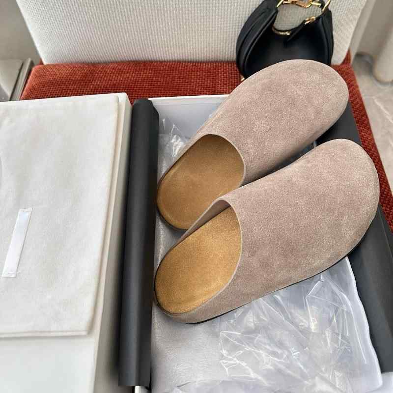 懒汉鞋 - サンダル レディース 厚底 プラットフォーム 平底 つま先カバー ハーフサンダル クロッグスタイル スリッポンタイプ 天然羊革 快適 春夏 カジュアル 日常使い ユニークデザイン