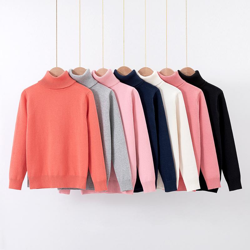 Cardigans - 秋冬 キッズ Tシャツ 長袖 綿 暖か ハイネック 無地 インナー 上着 イギリス風