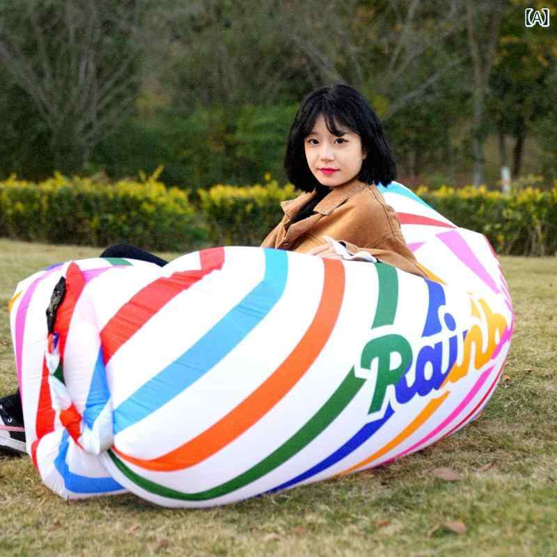 充気ソファ アウトドア ポータブル キャンプ 音楽フェス インフルエンサー配色 男女兼用 リラックス クッション シート ベッド 屋外用 折りたたみ 軽量 持ち運び ビーチ パーティー ピクニック フェスグッズ 空気入れ 簡単セットアップ 耐久性 防水加 [2]