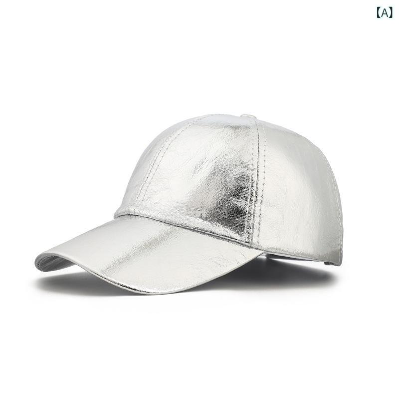 野球キャップ 男女兼用 アメリカンスタイル PUレザー ソフトトップ ダックビル帽 曲がったつば レーザ..