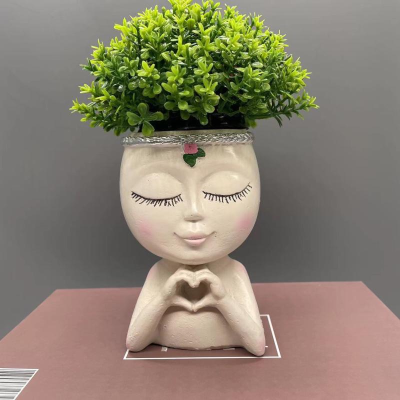 Rakuten - 植木鉢 プランター 多肉植物 観葉植物 鉢 樹脂製 人体モチーフ ハーフボディ クリエイティブ 個性的 ガーデン 庭 飾り インテリア 置物 オブジェ 室内 屋外 ガーデニング雑貨 アンティーク調 おしゃれ 高見え 北欧風