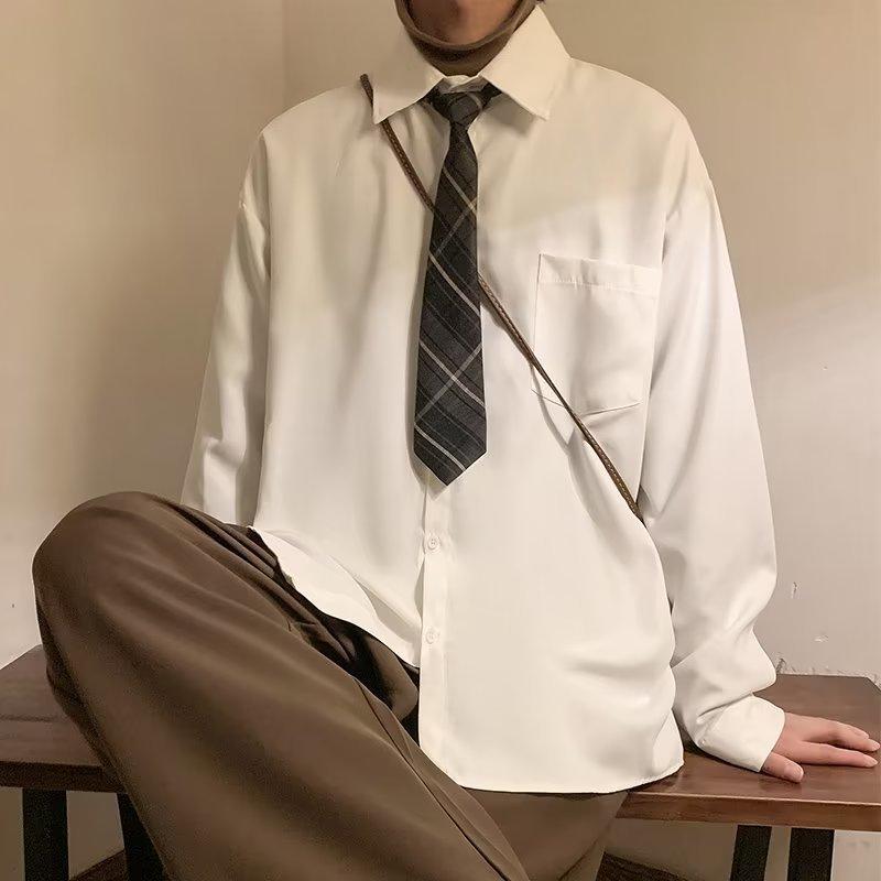 Rakuten - メンズ 長袖シャツ 原宿 スタイル トレンド 青春 ファッション 春夏 リラックス 切り替え デザイン 軽量 通勤 通学 部屋着 吸湿速乾