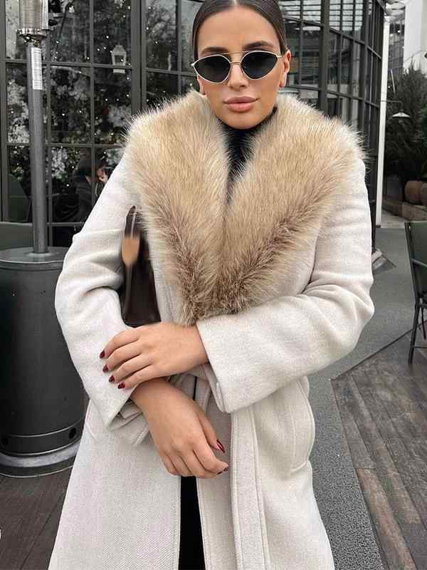 秋冬 レディース ファー襟 ロングコート ウール素材 高級感 優雅 暖かみ ロング丈 アウター 気質 欧米風 コート ロング丈アウター ファー付き ウールコート 冬用 ロング丈コート