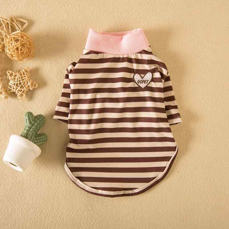 ペット服 犬猫用 春秋 ストレッチ ストライプ インナー ベースレイヤー 小型犬 ビション テディ対応 弾..