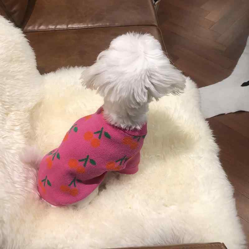 秋冬 ペット用 犬猫 保暖 ニットセーター 小桜桃柄 マルチーズ ポメラニアン シュナウザー対応 暖か か..