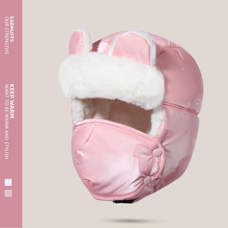 帽子 キッズ 女の子 秋冬 防風 防寒 保暖 綿 サイクリング 電動バイク 耳あて マフラー一体