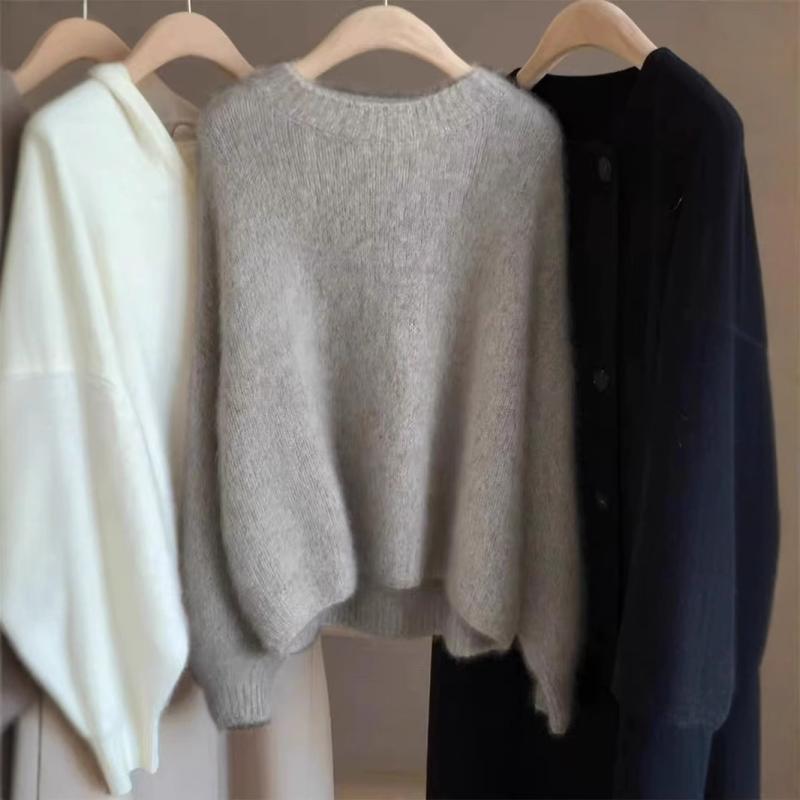 レディース 秋冬 カシミヤ セーター ショート丈 ラウンドネック ルーズ 柔らか素材 ベーシック 合わせやすい インナー ニットトップス 羊毛 暖か 日常使い