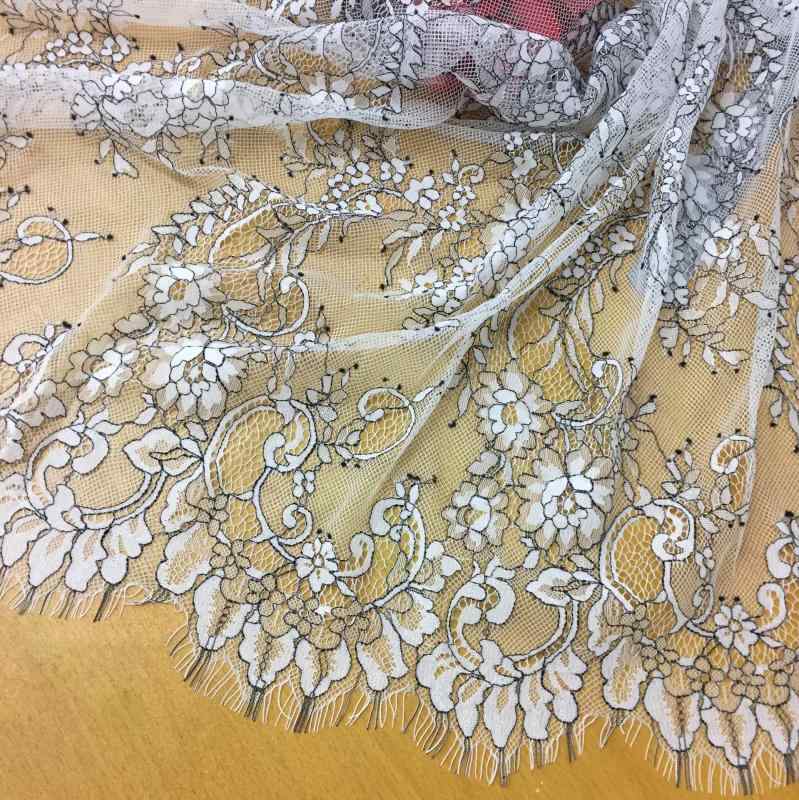 乐天商城 - レース生地 レディース 黒レース ドット柄 軽薄メッシュ 透け加工 ファッション 手作りDIY 花辺布 手工布 切り替えデザイン 吸湿速乾 綿混素材