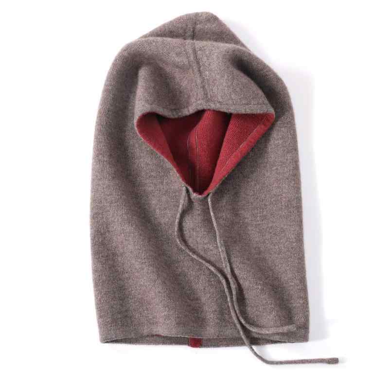 秋冬 帽子 マフラー 一体型 ウール 厚手 二重 ツートンカラー 防寒 暖か ニット ネックウォーマー ユニセックス 通勤 通学 アウトドア(4.0)