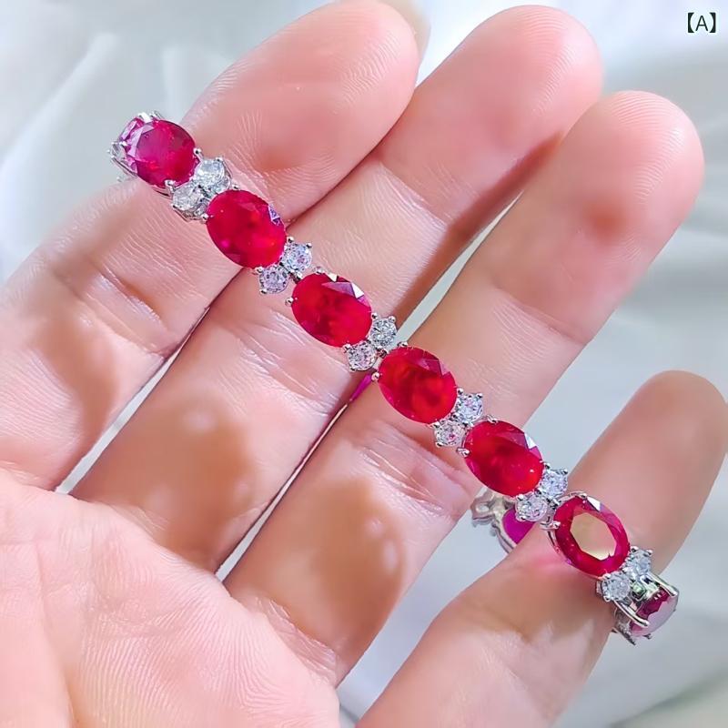 ブレスレット レディース 天然風 ルビー 紅宝石 カラージュエリー ファッション ア...