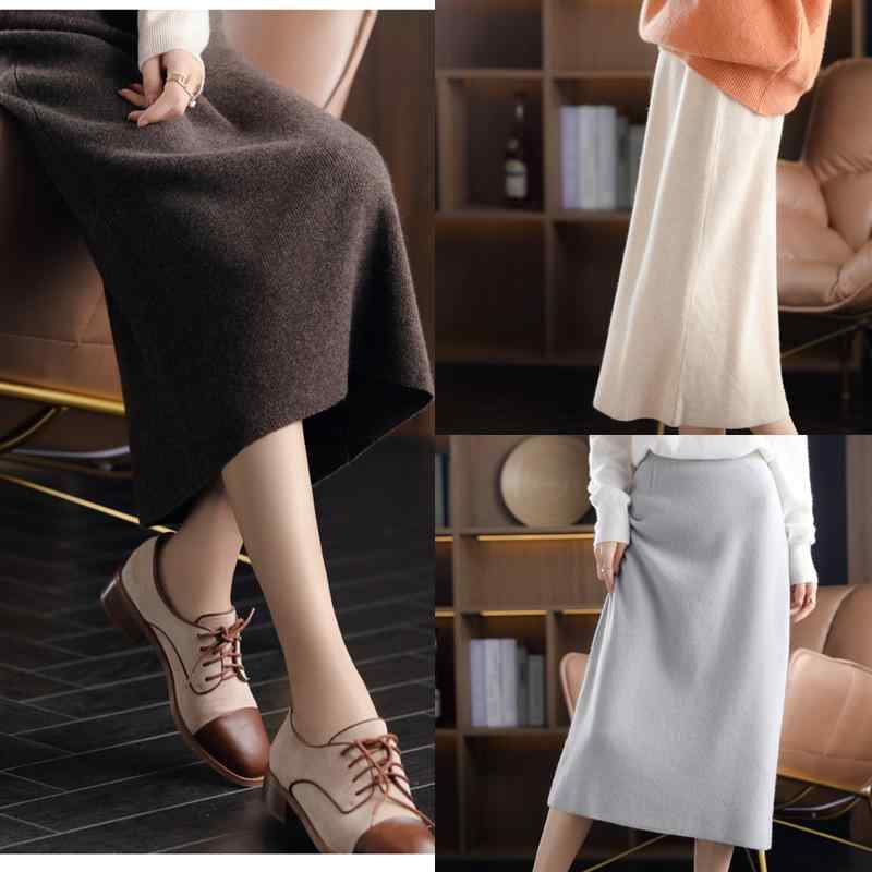 秋冬 レディース ニットスカート 中長丈 ヒップハグ Aライン 上品 ベーシック コーディネート 吸湿速乾 軽量 再生繊維 通勤 通学 秋冬ファッション 女性スカート 膝丈 タイトスカート 暖か ニット生地 スタイリッシュ 日常使い