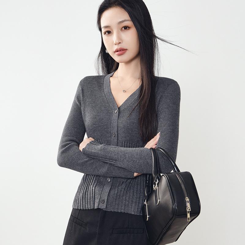 其它 - 秋冬 レディース Vネック 長袖 ニット カーディガン スリム ウール レイヤード トップス ファッション エレガント 気質