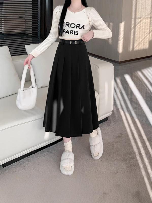 スカート レディース プリーツ ハイウエスト グレー 秋冬 ウール フレア スリム ドレープ テーラード ハーフ丈 通勤 オフィス 膝丈 膝下 膝上 吸湿速乾 軽量 再生繊維 接触冷感