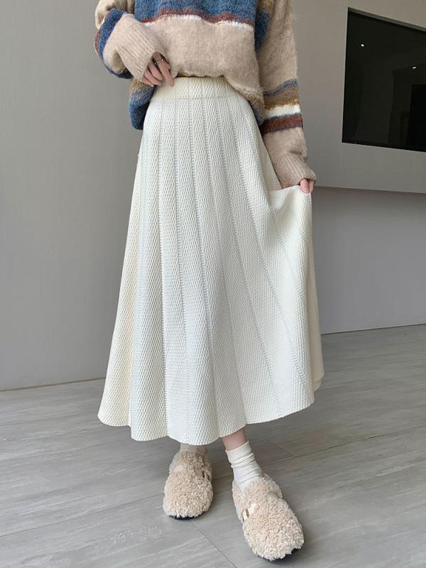 スカート レディース ニット ミドル丈 秋冬 ハイウエスト スリム ロングスカート ファッション ベーシック 冬用 コーディネート 膝下丈 暖か スタイルアップ
