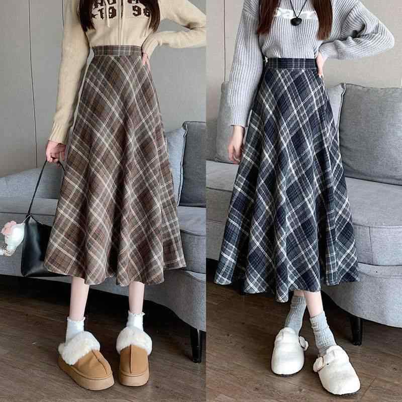 ・スカート型: Aライン・スカート丈: ミドル・カラー: ブラウン,ネイビー・サイズ: S (35-47.5kg), M (47.5-52.5kg), L (52.5-60kg)・種類: 半身スカート・弾性: 中弾性・スタイル: 通勤,アーバン