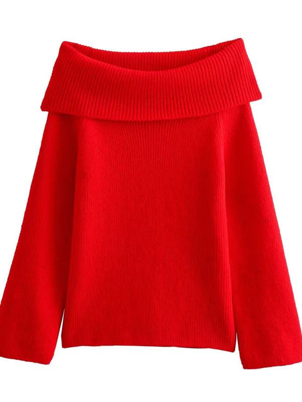 秋冬 レディース 肩出し ニット セーター ゆったり ルーズフィット カジュアル リラックス スタイル 柔らか トップス インナー ベースレイヤー 日常使い 暖かみ ニットウェア