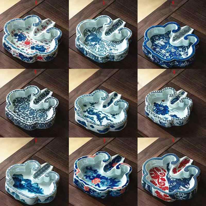 灰皿 レトロ 陶器 青花柄 高級感 オフィス 待客 家庭用 モダンスタイル 東洋風 インテリア デスクアク..