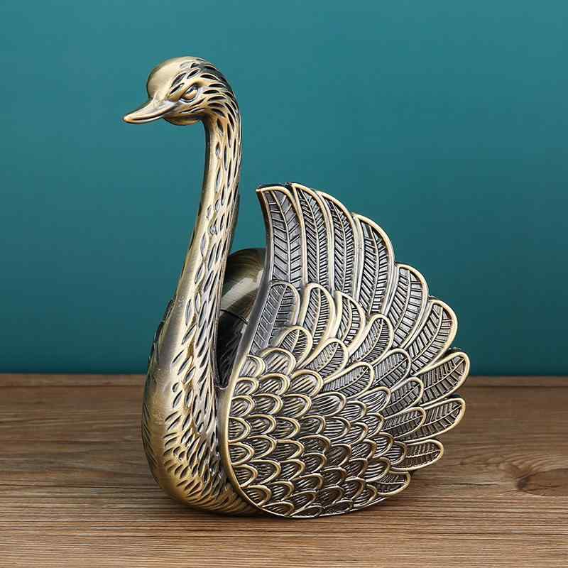 灰皿 白鳥デザイン 家用 リビング 高級感 レトロ クリエイティブ 個性的 トレンド オフィス 蓋付き 防灰飛散 インテリア 置物