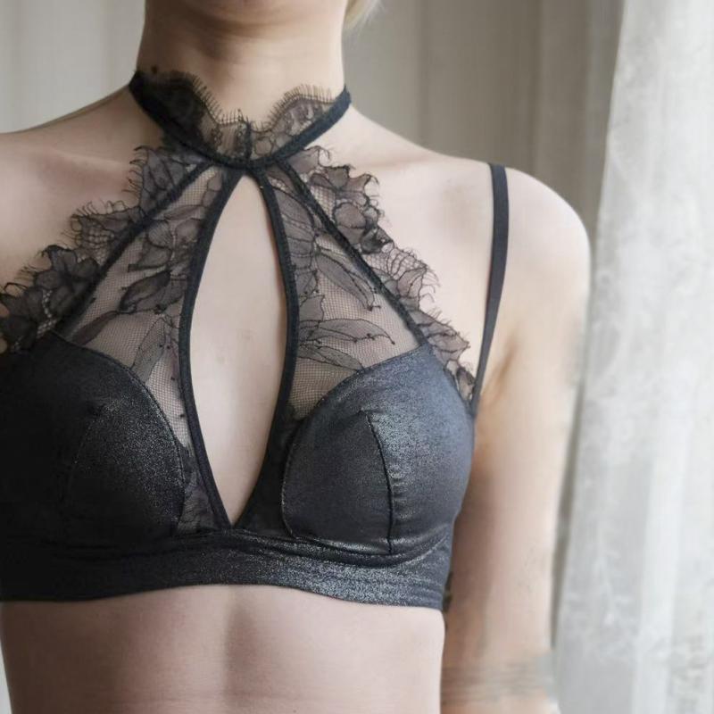 レディース 春夏 セクシー ブラジャー 薄手 ハンギングネック 美背 レース 背心式 大胸 小さく見せ 大..