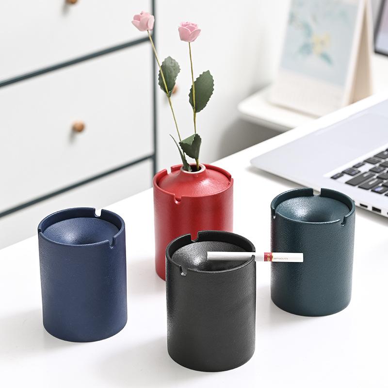 灰皿 家用 陶器製 蓋付き 飛散防止 クリエイティブ デザイン 個性的 スタイリッシュ モダン アート ユニーク インテリア リビング デスク 卓上 室内 喫煙 必需品 寮用 現代風