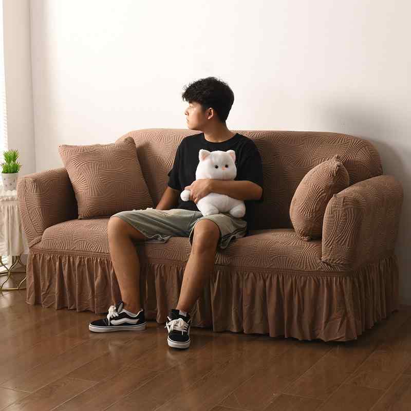 ソファカバー 家庭用 厚手 弾力 ふわふわ素材 提花柄 全包み 汎用 無地 伸縮 簡単装着 インテリア 保護 クッション 耐久 洗濯可能 シンプルデザイン