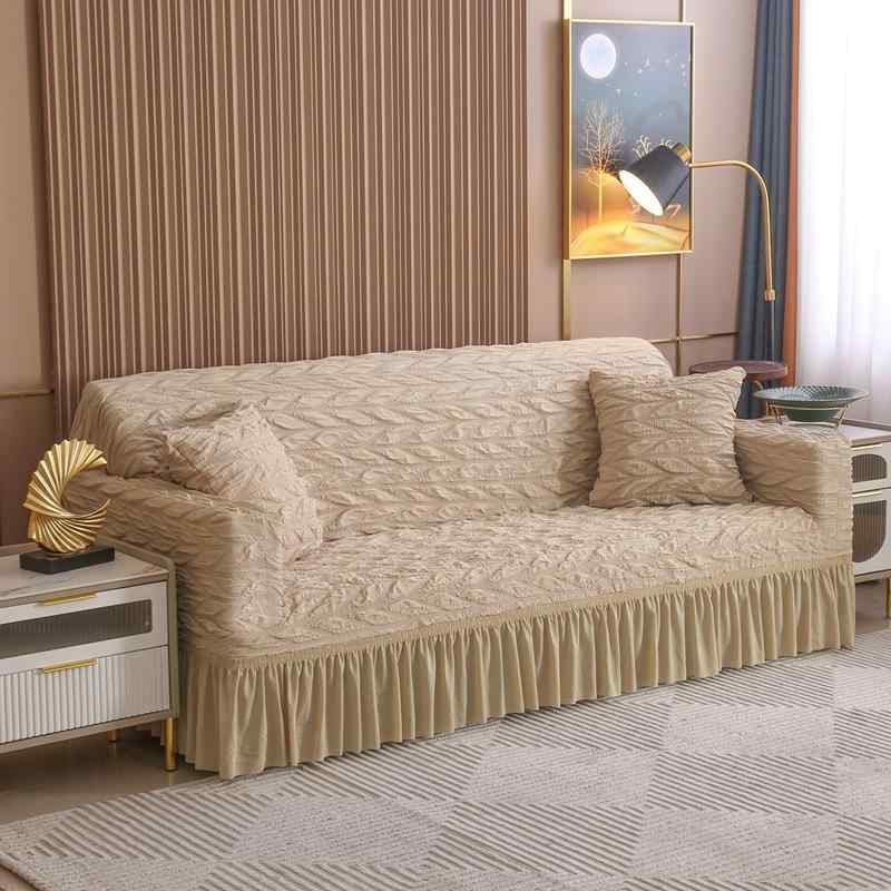 ソファカバー 汎用 厚手 伸縮性 泡泡紗 シンプル フルカバー 簡単装着 無地 家庭用 リビング クッショ..