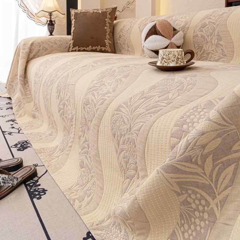 ソファカバー モダン シンプル 高級感 提花柄 綿100% 洗える 両面 三層 ガーゼ 一枚式 フルカバー インテリア 保護 巾