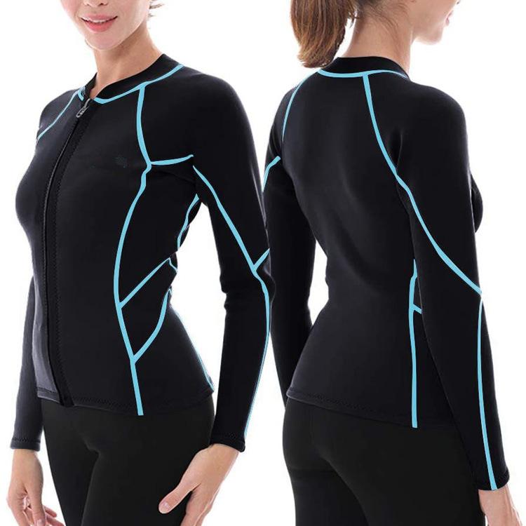 レディース ダイビングスーツ 上衣 長袖 2mm ネオプレン シュノーケリング サーフィン スイムウェア 浮潜 水中スポーツ ウェットスーツ トップ 女性用 軽量 伸縮性