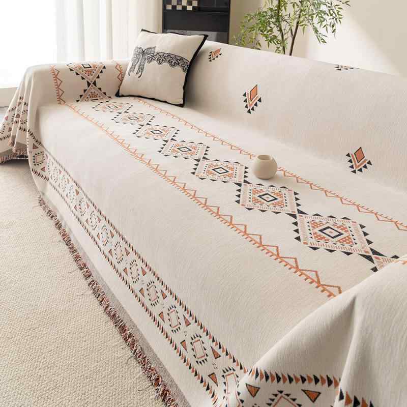 ソファカバー ボヘミアン 一枚式 全覆い 四季通用 猫爪耐性 クッション付き 伸縮素材 リビングインテリア