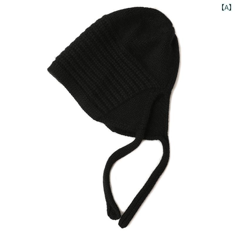 ニット帽 男女兼用 秋冬 保暖 耳当て 紐付き 無地 ファッション 暖か ユニセックス ベーシック コーデ 日常使い 防寒 シンプル モコモコ かわいい デザイン ヘッドウェア アクセサリー ウィンター スタイル ヘアアレンジ