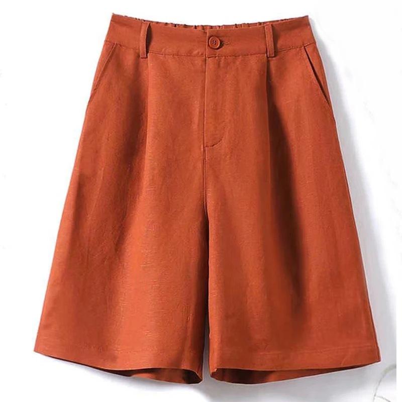 レディース ハーフパンツ ショートパンツ ワイドパンツ 綿麻 リネン コットン ハイウエスト ゆったり 5分丈 ひざ丈 モダンチャイナ風 ナチュラル 体型カバー 着痩せ 大人可愛い 普段使い カジュアル 夏