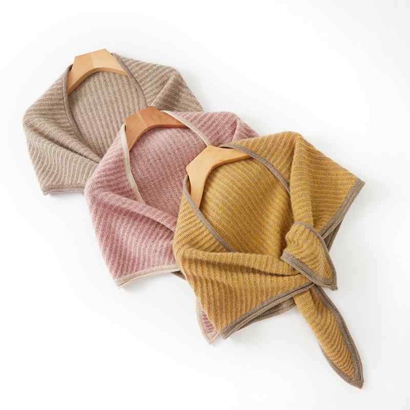 マフラー レディース スカーフ ストール 秋冬用 厚手タイプ 配色デザイン ニット編み 100%キャッシュミア素材 ネックウォーマー 小型ショール 肩掛け 高級感 防寒アイテム
