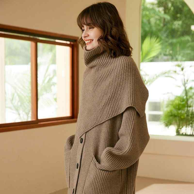 ショール レディース 秋冬 カシミア ハイネック スリット 保温 肩首 プルオーバー ケープ ストール 首..