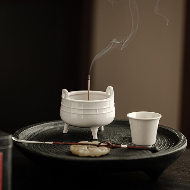 Rakuten - 香炉 お香立て 陶器 仏具 渦巻き 線香 キャンドルホルダー 仏壇 供養 茶道 皿 インテリア アロマバーナー 癒し リラックス 上品 和風 モダン シック 瞑想 法事 グレー