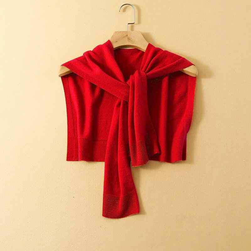 ショール レディース 秋冬 ニット カシミヤ ツーウェイ スカーフ フェイクカーディガン 暖か 単色 切り替え