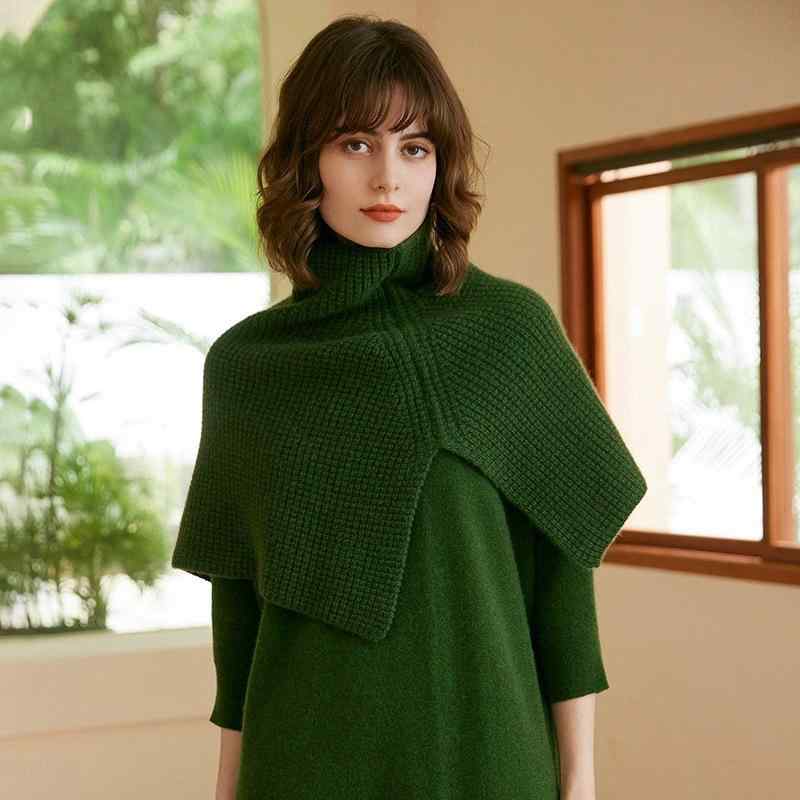 ポンチョ レディース ニット 羊毛 ショール マフラー ハイネック プルオーバー 切り替え デザイン 軽量 暖か 通勤 通学 部屋着 ベーシック コーデ 秋冬