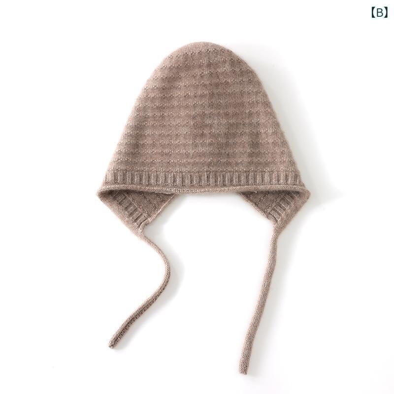 くらしのセロネのニット帽子 レディース 秋冬 カシミア 耳付き 保温 厚手 チェック柄 高級感 アウトドア ファッション スタイリッシュ 暖か 快適 モダン｜アングル3