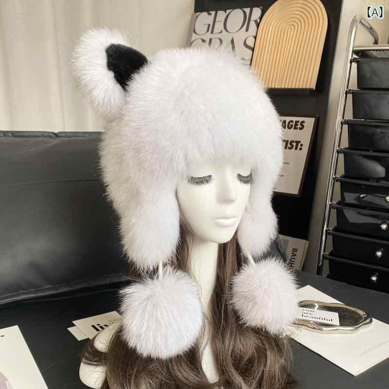 耳あて帽子 レディース 秋冬 かわいい クマ耳 キツネファー 厚手暖か ファー素材 ビーニー 防風雪帽 小顔効果 万能スタイル ベーシック アウトドア 保温性 ソフトファー