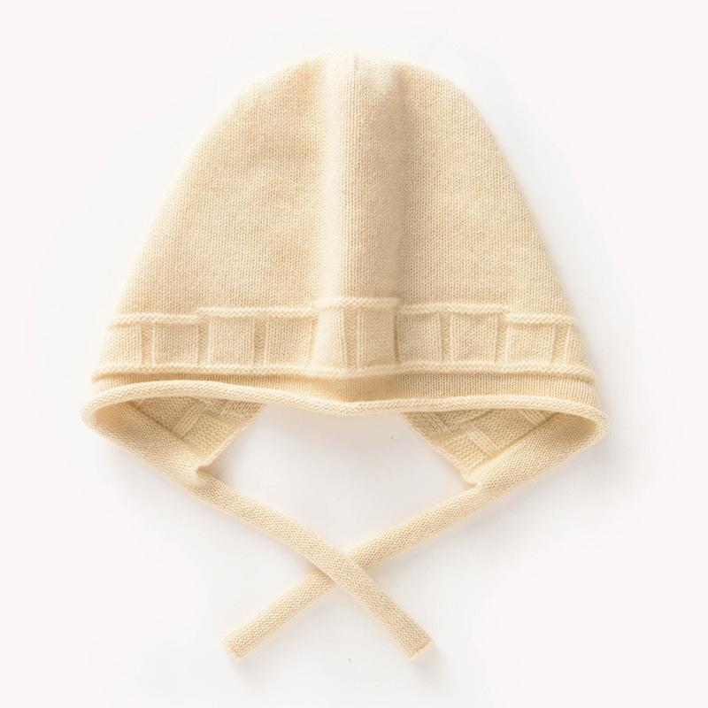 秋冬 ニット帽 レディース カシミア 耳当て 紐付き ロールエッジ カジュアル 若見え ポニーテール対応 ..