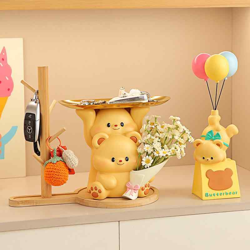 インテリア雑貨 かわいい小熊 玄関飾り デスクトップ時計 置物 リビング バーカウンタ テレビボード 家..